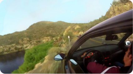 Scary cliff driving crash, BMW M3 drives off cliff