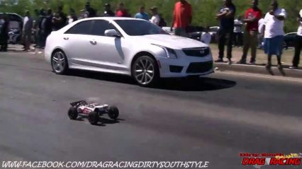 Twin turbo Cadillac ATS V vs Fast RC car at da pad in New Orleans