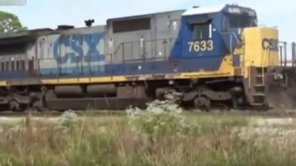 What are the odds? Train derails right in front of camera man