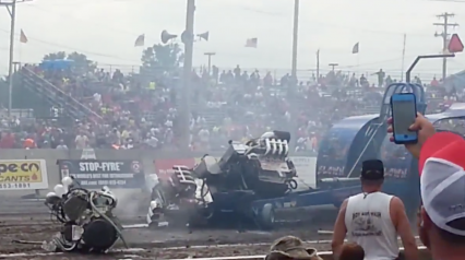 “Jacked Up” truck engine explodes so violently the motor catapults out of the truck