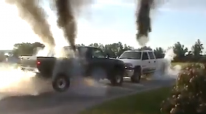 The Opposite Of a Truck Tug Of War… Truck Push Off