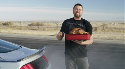 Vaughn Gittin Jr. Cooking a Turkey with his Mustang RTR