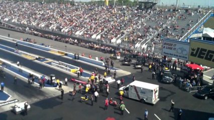 Brutal NHRA Accident! Crewmember ran over by Top Fuel Dragster