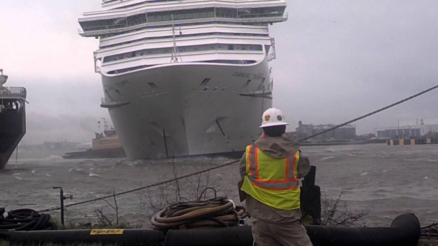Carnival Triumph cruise ship breaks free and hits another boat