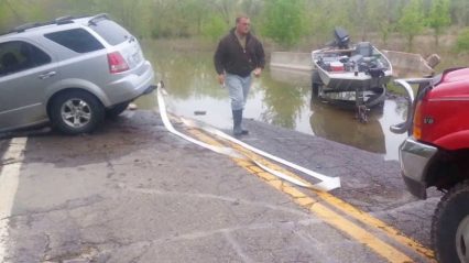 How did that even happen? Boat launch fail save by diesel truck!