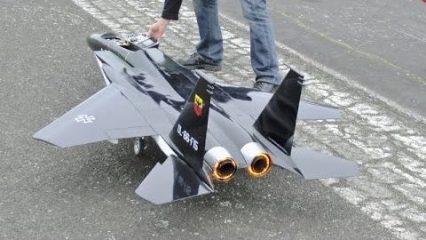 No landing gear on this RC fighter jet ends in emergency landing