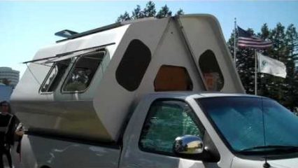 This awesome camper folds up in the back of your truck