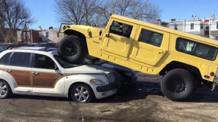 Will this PT Cruiser be able to drive after being crushed by a Hummer?