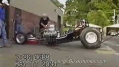 Dragster Engine Explodes in Old Mans Face