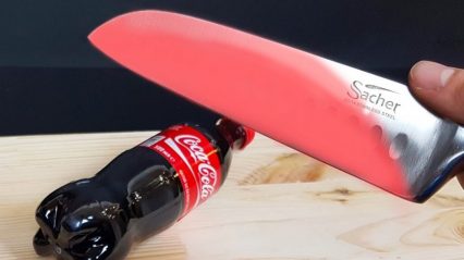 Experiment – Glowing 1000 degree Knife VS Coca Cola