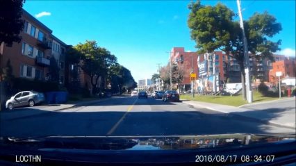 Impatient driver gets instant justice after running around a stopped driver