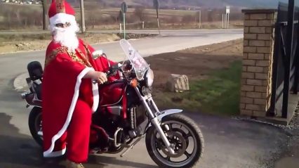 Santa Claus Tries to do Burnout on a Motorcycle… Ends Badly!