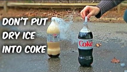 What happens if you put dry ice into a Coke bottle?