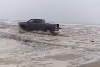 The Dunes at Pismo Beach Turn Into a Fast Flowing River