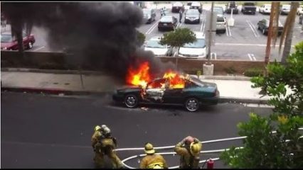 Car Explodes, Firefighter doesn’t even flinch