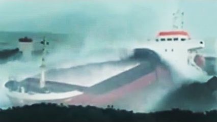 Container Ship Snaps in Half During Massive Storm