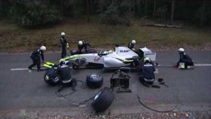 F1 Pitstop Disaster in the Woods, Bear Comes Out of Nowhere