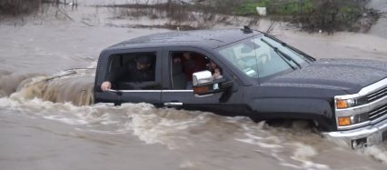 Murrieta CA. Chevy Truck Gets Stuck in Flood! Family of 4 Has to be Rescued!