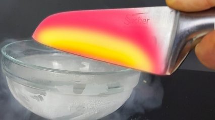 Glowing 1000 degree Knife vs Liquid Nitrogen