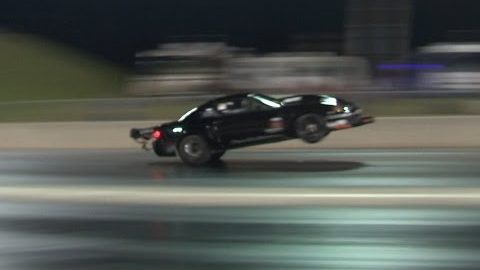 Mustang Crosses the Finish line at 196mph on the Rear Wheels!!!