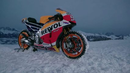 Racing a Super Bike Up a Snow Hill, Extremely Badass
