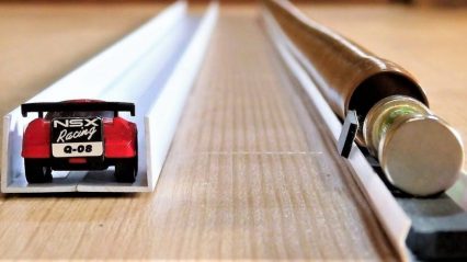 Super Clockwork Mini Car vs Simplest Electromagnetic Train Drag Race