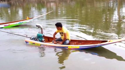 This Longtail Boat with a Jet Ski Engine Looks Exremely Fun and Dangerous