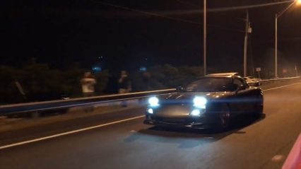 Turbo RX-7 vs Supercharged Dodge Challenger Street Race