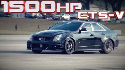 1500HP Cadillac CTS-V 1/2 MIle World Record! Wild In Car View!