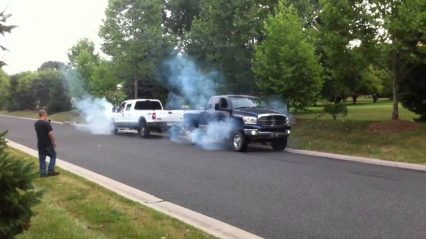 6.0L Powerstroke Ford Truck vs Dodge Cummins Tug of War Pull