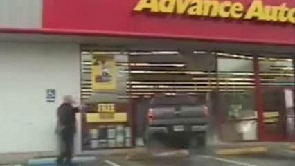 Ford F-150 Crashes into Parts Store After Being Pulled Over