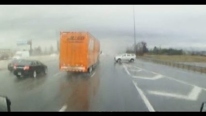 SUV Wrecks into Allied Van Lines Truck… Facing The Wrong Way in Traffic is Scary