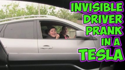 The Invisible Driver Prank In a Tesla is Totally Freaking People Out