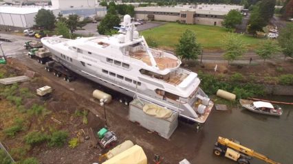 The Process of Launching an 800,000 lb Yacht is Not so Simple