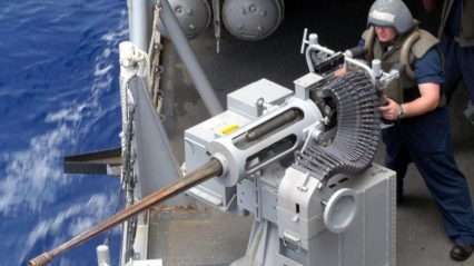 US Sailors Firing the Powerful MK38/ M242 Bushmaster Cannon!
