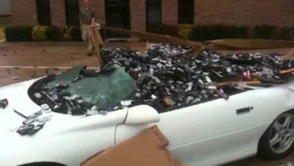 1,000s of Cell Phones Dropped on Top of a Camaro!