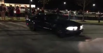 Mustang Chased by Police After Whipping Donuts in Front of Crowd