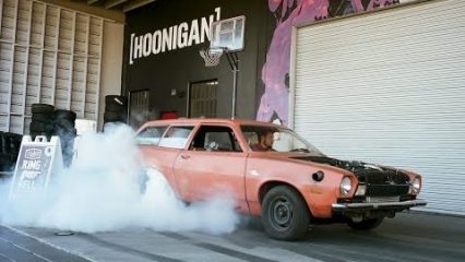 A Pinto Nukes the Hoonigan Donut Garage With Ken Block Watching