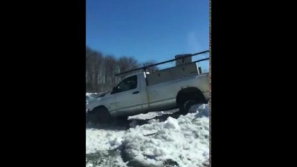 Dodge Truck Takes on Snow Bank and Fails