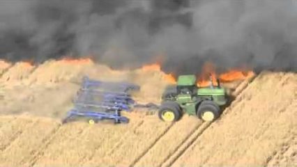 Farmer Battles Wildfires in Tractor Feet From the 30-Acre Blaze