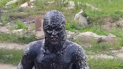 Man Jumps into Pool Full of Motor Oil… Honoring The Bet!