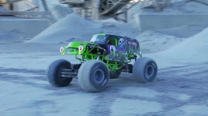 Miniature RC Grave Digger Does a Freestyle Run!