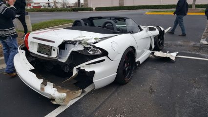 Dodge Viper Thinks it’s a Mustang and Crashes Hard at Cars and Coffee