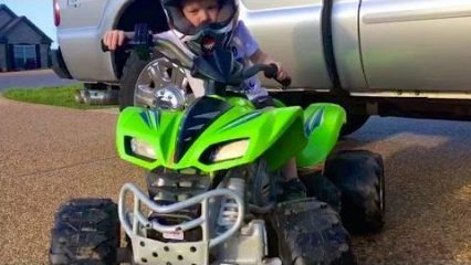 2 Year Old Drifts His Power Wheels ATV Like a Pro!