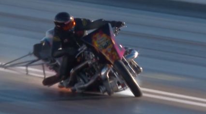 Unbelievable Save by Top Fuel Harley Rider Mike Pelride! How Did he Keep this Bike Upright at 200 mph?