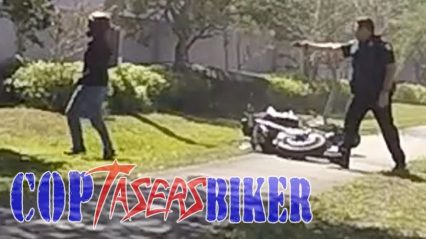 Angry Police Officer Tazes Biker Running From Cops