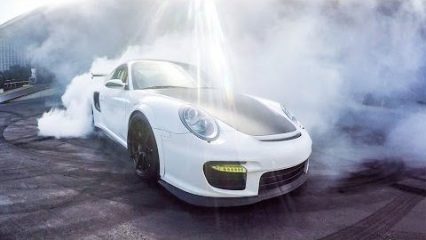 BBI’s Project Swan – Porsche 997 at the Hoonigan Garage Whipping Crazy Donuts!