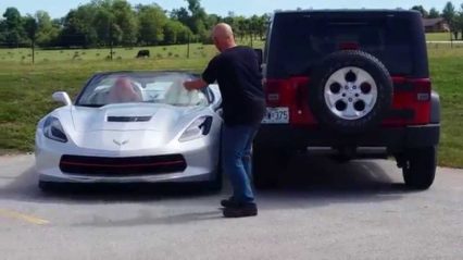 Corvette Owner Slashes Jeep Tire For Parking Too Close