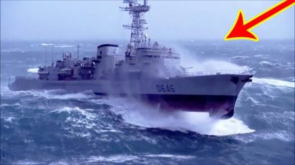 Incredible Footage! U.S. War Ship Vs Monster Waves!