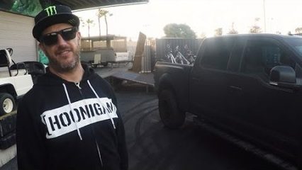 Ken Block Makes A Pit Stop At The Hoonigan Donut Garage For The First New Raptor Burnout!